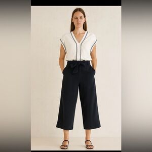 Zara Navy Wide Leg Pants